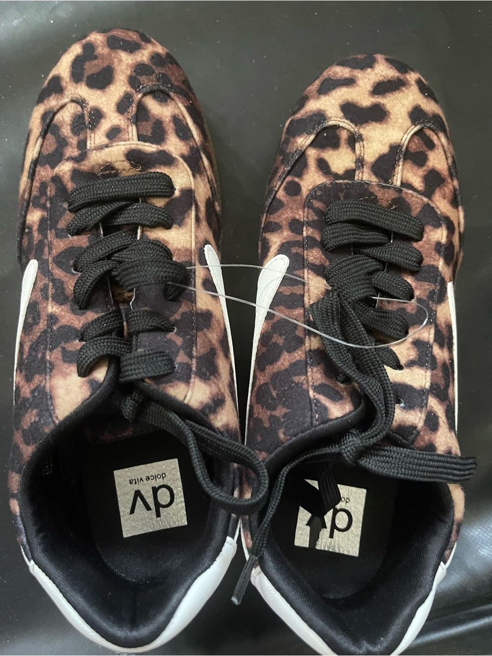 DV by Dolce Vita Leopard-Print Lace-Up Sneakers in Brown and Black